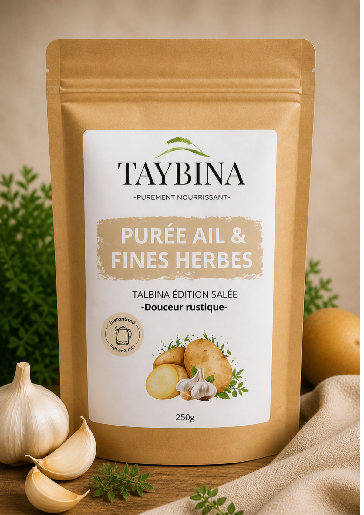 Purée Ail & Fines Herbes - Talbina Salée Instantanée 250g