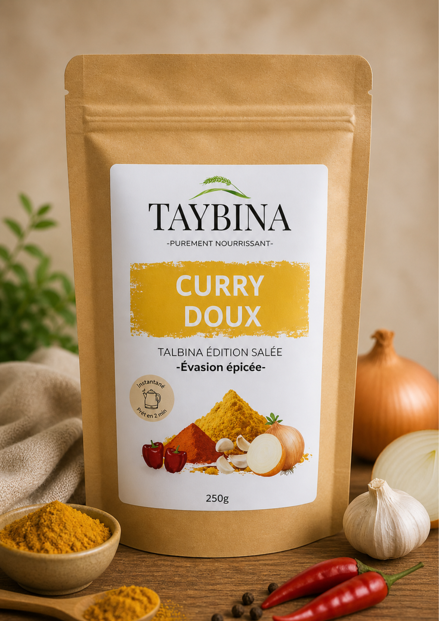 Curry Doux - Talbina Salée Instantanée 250g